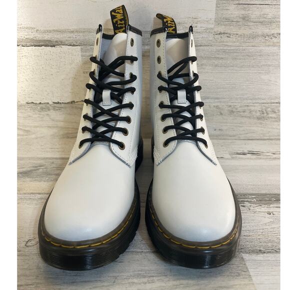 Dr Martens Doc Zavala Combat Boot M9/W10 DMs White Smooth Leather NWOT Airwair - Picture 2 of 10